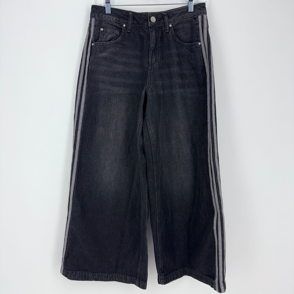 Adidas Y2K Pants Women Size 26/30‎ Black Originals Adicolor Denim Adilenium New